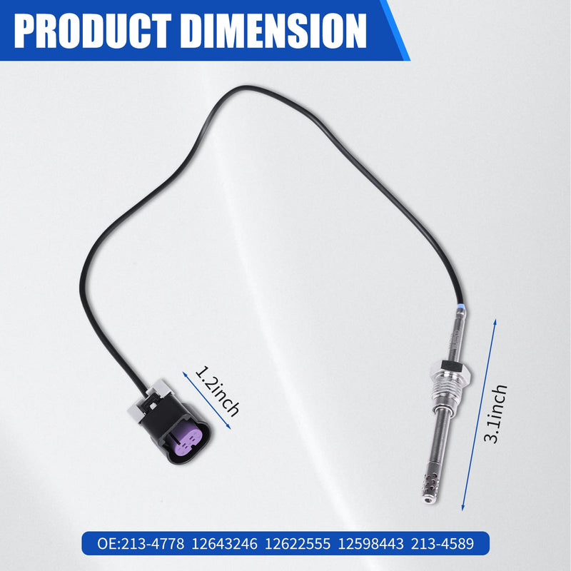 213-4778 12643246 Exhaust Gas Temperature Sensor EGT Compatible with 2007-2016 Chevrolet Silverado 2500 3500 Express 2500 3500 GMC Sierra 2500 3500 6.6L V8 DIESEL Turbocharged 12623113 12598444