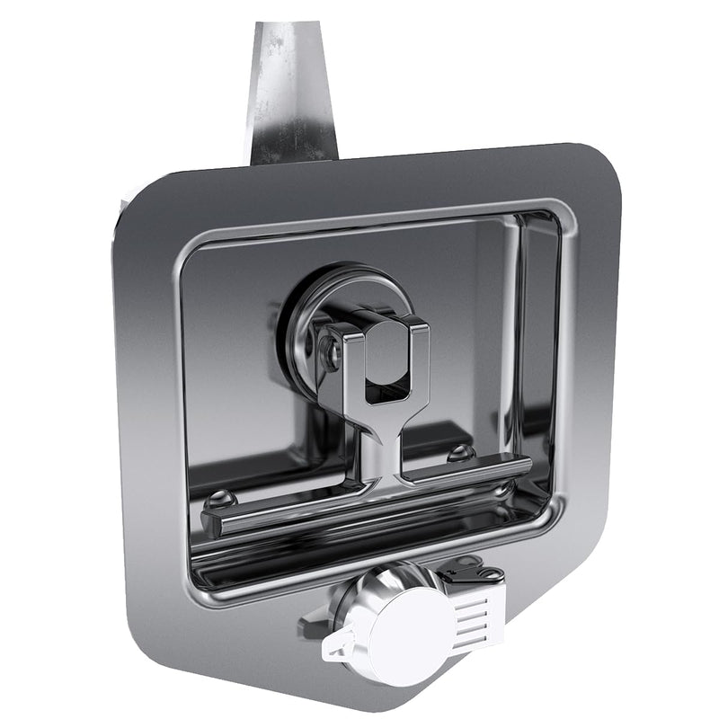 TCH Hardware Stainless Steel T-Handle Cam Latch with Mounting Studs & Lock Dust Cover - Folding T Handle Latch RV Camper Truck Trailer Toolbox 1 Handle - Mounting Studs - Dust Caps