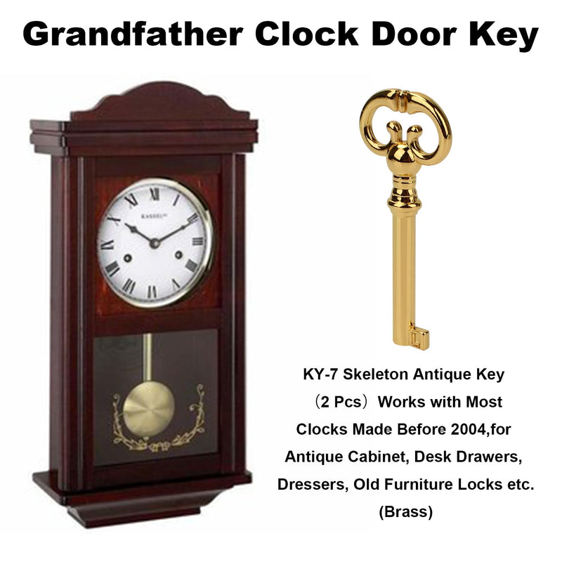 Grandfather Clock Door Key with Most Clocks Made Before 2004,KY-7 Skeleton Antique Key Compatible with Ridgeway,Sligh,Emporer,Pearl,Seth Thomas,Trend Grandfather Clock(2 Pack)