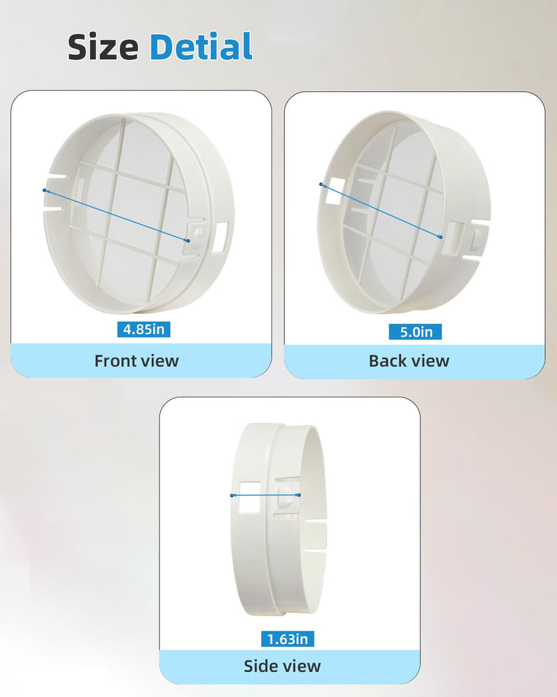Washable Hose Pre-Filter for Portable Air Conditioner, 5’’ Diamiter 1 Pack White