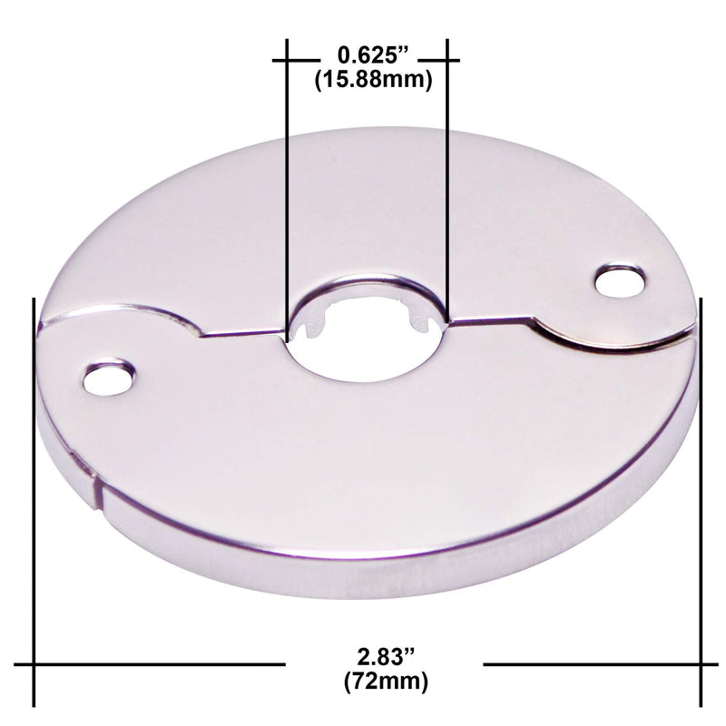 Floor and Ceiling Plate Cover Split Flange Replacement and Repair Kit, Fits 3/8 Inch IPS Galvanized Pipe or 1/2 Inch Copper Pipe, Chrome Finish (Pack of 6)