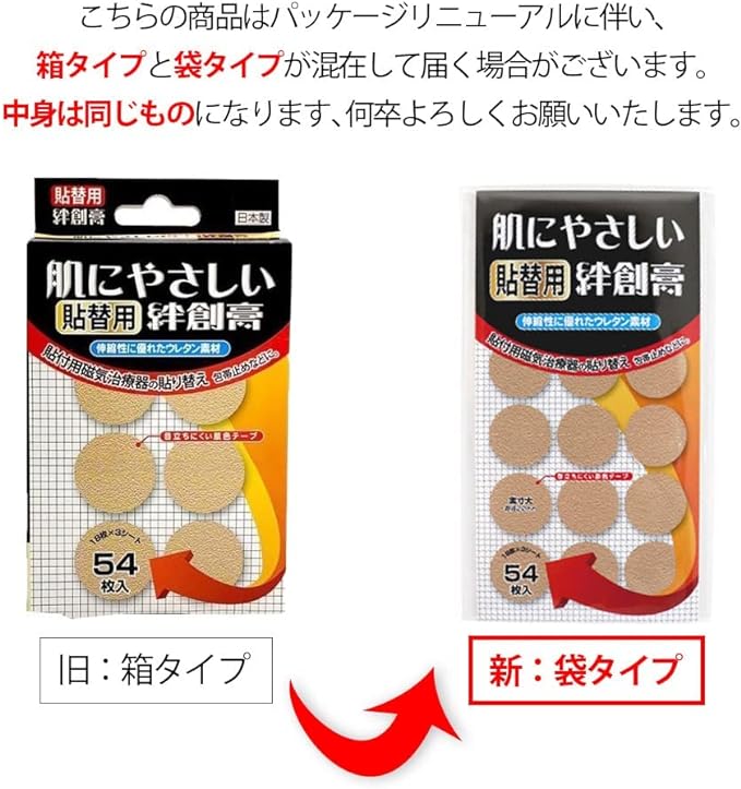 Replacement stickers for magnetic therapy devices, set of 162 skin-friendly replacement adhesives (54 pieces x 3 pieces), diameter 22mm, urethane material, made in Japan - NewNest Australia