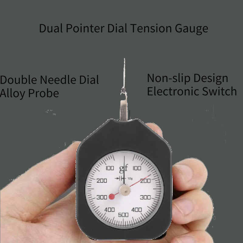 Spring Tension Gauge,SZG Dial Tension Gauge Meter with Dual Pointer Tensionmeter for Pull Pressure Testing SZG-500-2 Rotational for Relay Contact Pressure Electronic Switch