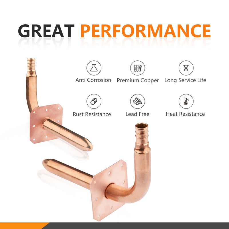 5PC HeSun 1/2 Inch Barb Crimp Copper Stub Out Elbow(STUB009-5) 6" LENGTH, 5 PACK BARB CRIMP F1807 W/ FLANGE