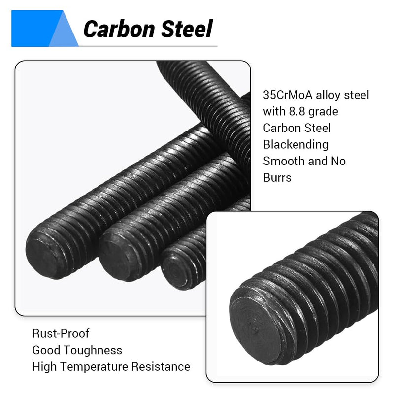 30pcs M8*80mm Fully Threaded Stud, Grade 8.8 Alloy Steel Black Oxide Finish Long Threaded Rod Bar for Furniture Mounting Assembly Fastening M8*80