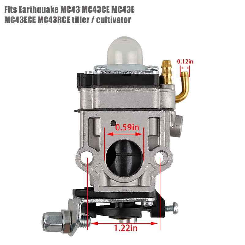 300486 Carburetor for Earthquake E43 E43CE Auger MC43 MC43E MD43 Tiller Cultivator WE43 WE43E Edger Powermate PEA438 PCV43 Southland SCV43 SEA43 Eskimo Mako 51.7cc M43 43cc Engine