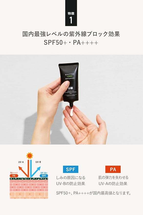 Quattro Botanico (Sunscreen Men UV) Botanical Oil Control & UV Block for Men Skin Care Waterproof Sensitive Skin (SPF50+ / PA++++ / 50g) - NewNest Australia