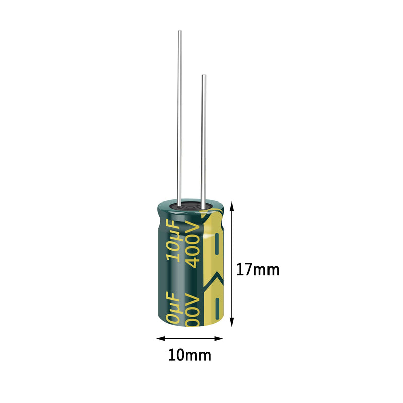 10PCS 400V 10UF Capacitor 10x17MM(0.39x0.67in) High Frequency Aluminum Electrolytic Capacitors for TV, LCD Monitor, Game 10PCS 400V 10UF