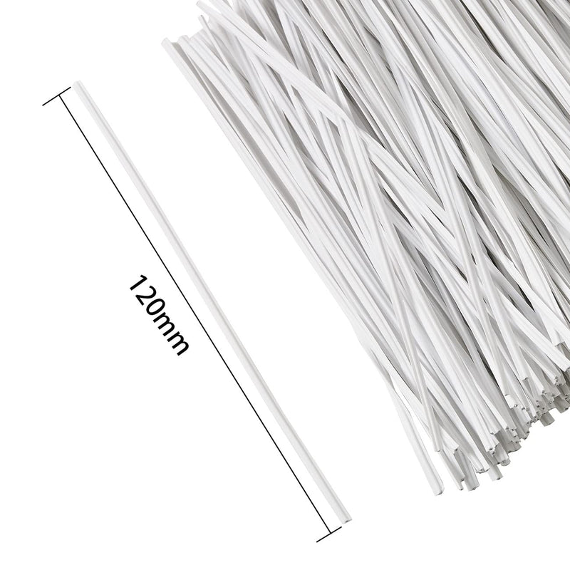 300 pcs 5 inch Plastic White Twist Ties, Cable Ties, for Bags, Gardening Tools