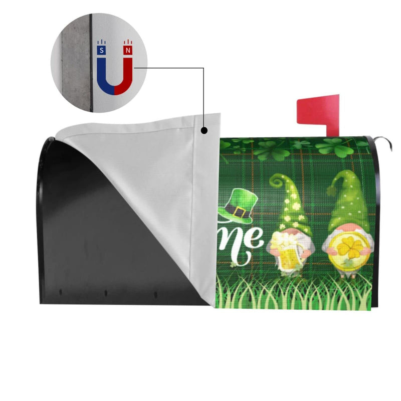 St. Patrick's Day Mailbox Cover,Waterproof Green Leprechauns Hat Shamrock Coin Beer Letter Post Box Cover Wrap Decoration Welcome Home Garden Outdoor 21''Lx18''W St. Patrick's Day 21x18 inch