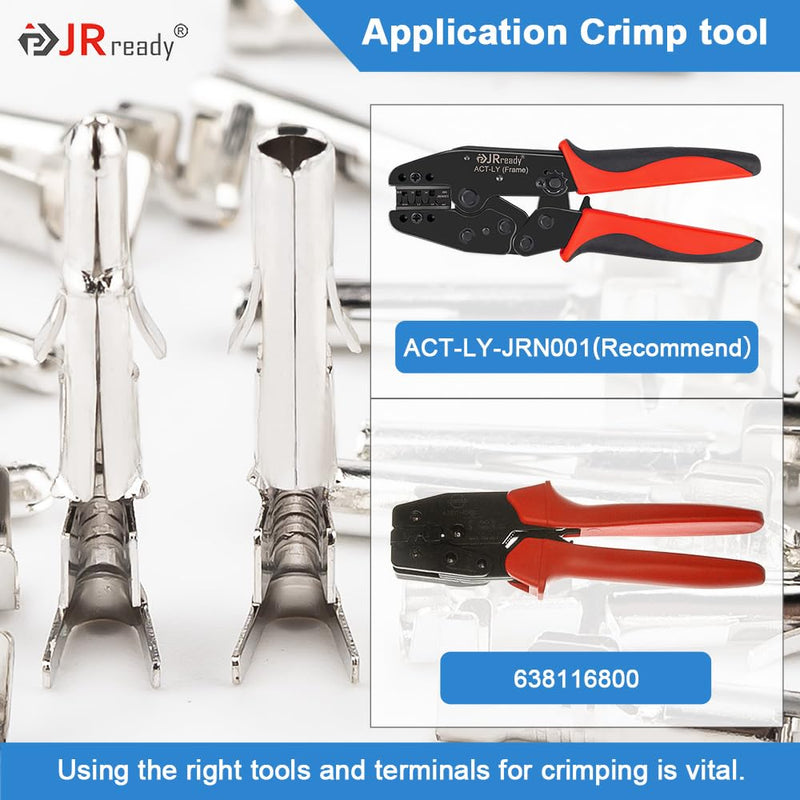 JRready ST6423 MLX 2.13mm Diameter Crimp Terminals, Pin and Sockets 14-20AWG, Compatible with Molex MLX Male & Female Crimp Terminals (50 Pair)