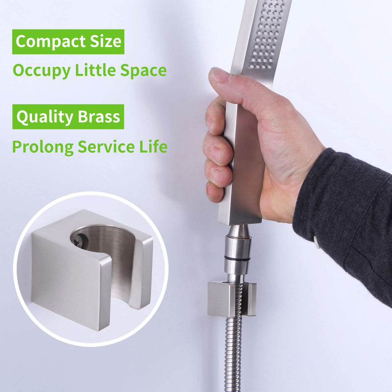 Angle Simple Shower Head Holder, Brass Wall Mount Shower Wand Bracket, Handheld Sprayer Holder, Brushed Nickel