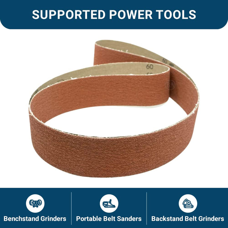Benchmark Abrasives 2" x 72" Premium Ceramic Sanding Belts for Grinding Deburring Polishing Rust Removal on Metal, Stainless Steel, and Carbon Steel, Use with Belt Disc Sander (6 Pack) - 120 Grit