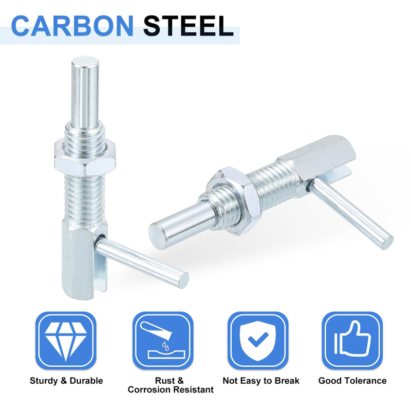 uxcell 4 Pcs Retractable Indexing Plunger Pin, M12 l Spring Plunger Carbon Steel Spring Loaded Latch Telescopic Locking Pin with Nut for Machinery Shipbuilding