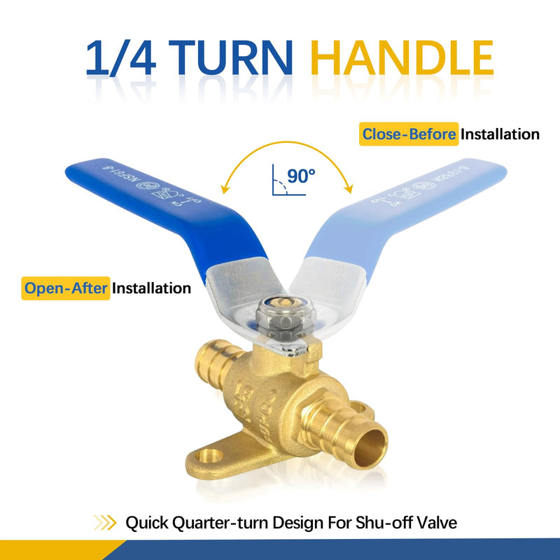 10PACK GUOFIS 1/2"PEX Crimp Shut off Ball Valve with Drop Ear(VALVE274-10) 10 Blue Handle