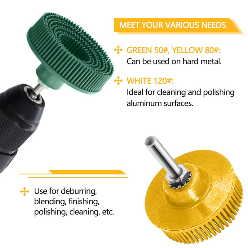 6 Pack 2 Inch Bristle Disc Grit 50# 80# 120# with 1/4" Shank Attachment Abrasive Coating Removal Disc for Metal (6, 2 inch) 6