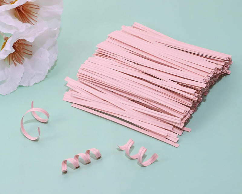 ONLYKXY 500pcs Kraft Paper Twist Ties Plant Ties 4inch Reusable Bread Twist Ties cake pop ties Cable Ties Candy Ties for Bags (Pink) Pink