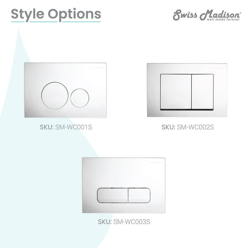 Monaco Wall Mount Actuator Flush Push Button Plate in Polished Chrome Monaco