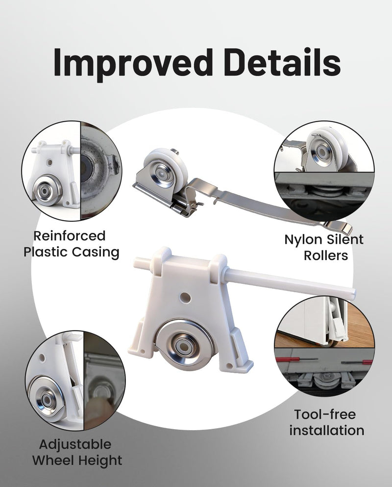 Sliding Screen Door Rollers for Andersen Storm Door Parts, 2 Pair Upper + Lower Roller Replacement, Fit #1997063 & #1997310 (1991 to P), 1-1/4" Nylon Concaved Wheels, Edge Adjustable