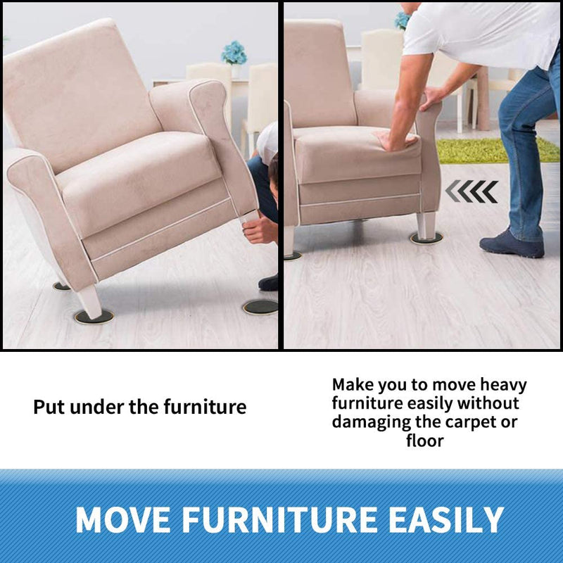 Furniture Sliders 8pcs 3 1/2 inch - Heavy Duty Reusable Round Sliders for Moving Furniture on Carpet, Easily Move Couches/Beds/Armoires 8pcs 3.5" Beige