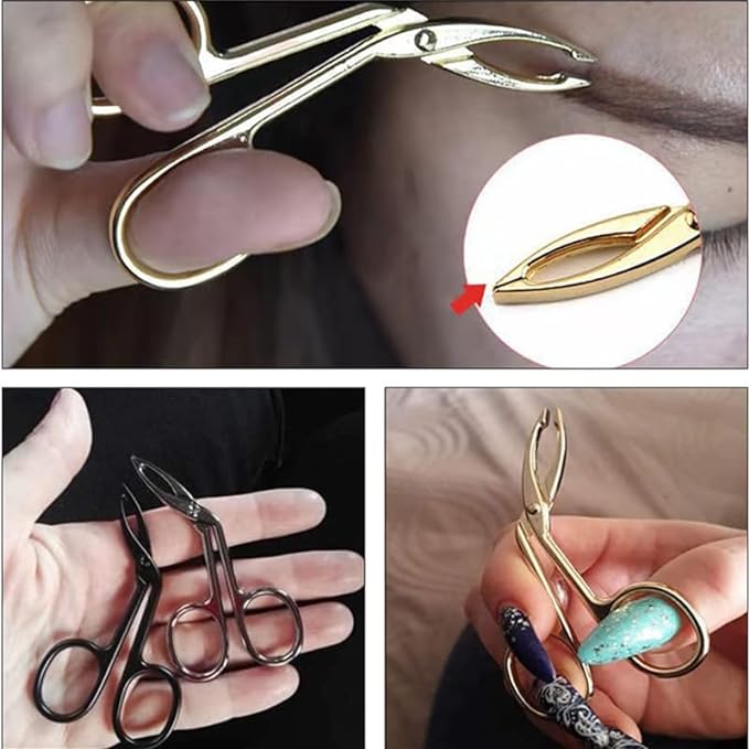 Tweezers, Eyebrows, Scissors Type, Bending Head, Simple, Scissors Tweezers, Tweezers, Cosmetic Tool, Eyebrow, Beard, Nose Hair, Multi-functional (Gold) - NewNest Australia