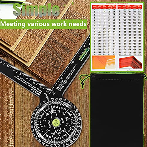 Miter Saw Protractor,Aluminum Protractor Angle Finder with Level Gauge High Precision Laser Inside & Outside Miter Angle Finder for Angle Finder Carpenters, Trim work,Plumbers and All Building Trades - NewNest Australia