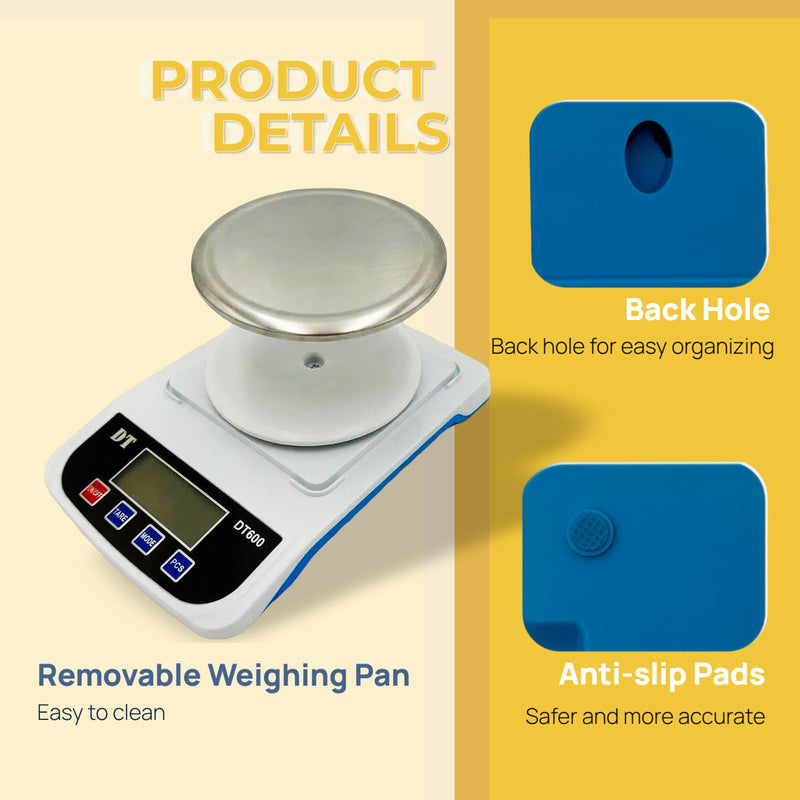 Digital Lab Scale 1000g x 0.01g High Precision Analytical Balance Electronic Scale, LCD Display and Counting for Laboratory Jewellery Kitchen Scientific
