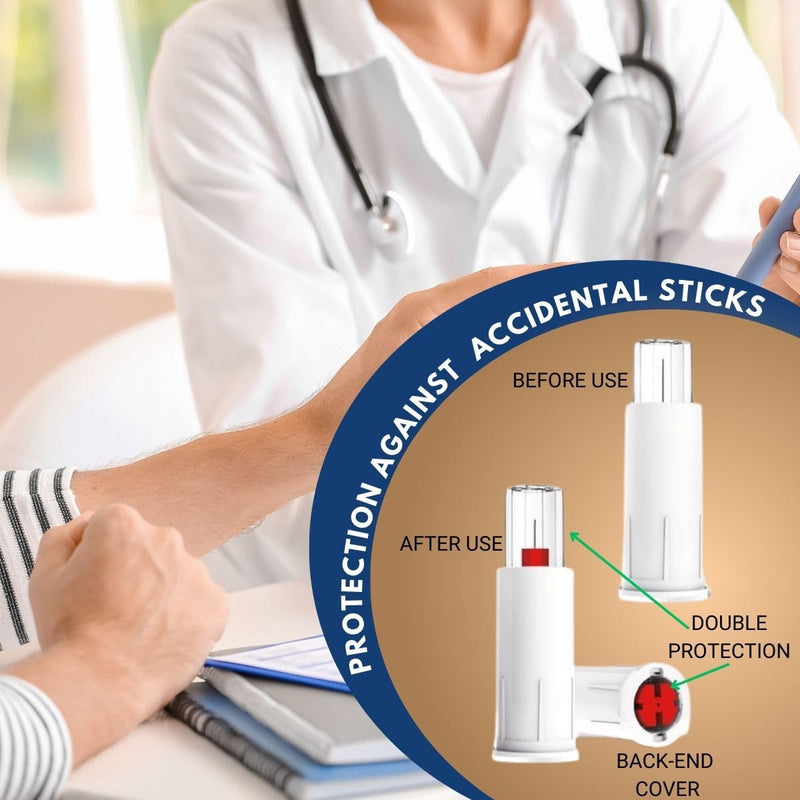 ONE-CARE Duo Safety Pen Tips 30G x 5/16'' (8mm), Dual Shield Auto Protection, Universal Fit, Sterile, 100/bx, Comfortable