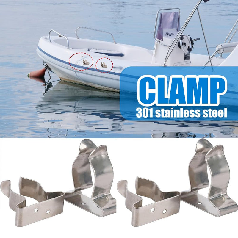 Stainless Steel Boat Hook Spring Clamp Holder Bracket Clip 2-LARGE 1"-1-3/4"