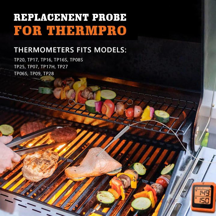 Upgraded Meat Probe Replacement for Thermopro Thermometers TP04, TP06, TP06S, TP07, TP-07S, TP08, TP-08S, TP09, TP09B, TP-10, TP16, TP17, TP20, TP20S, TP25, TP27, TP28, TP829, TP930, 2.5mm TPP-Meat Probe