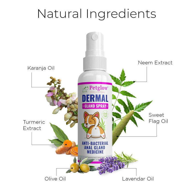 Petglow Anal Gland Medicine, Anal Cleaning for Dogs, Anal Gland Support, Pet Grooming Spray, Treats and Prevents Dog Anal Gland Infection, Feline Anal Gland Relief Hygiene Spray - 4 fl oz