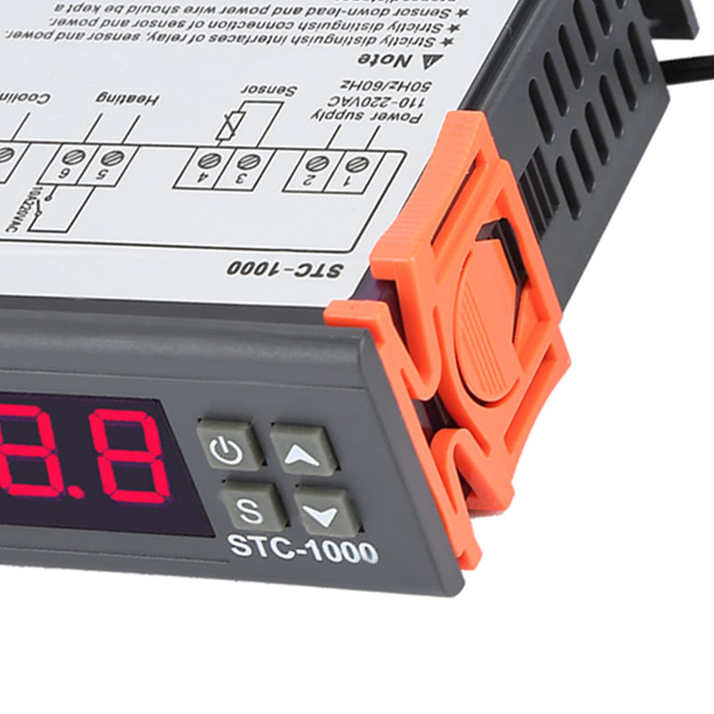 Digital Thermostat, Digital Temperature Controller with Sensor, STC-1000 Temp Sensor Electric Thermostat Control 110-220V for Incubator Brooder Refrigerator Fermenter Greenhouse Reptile