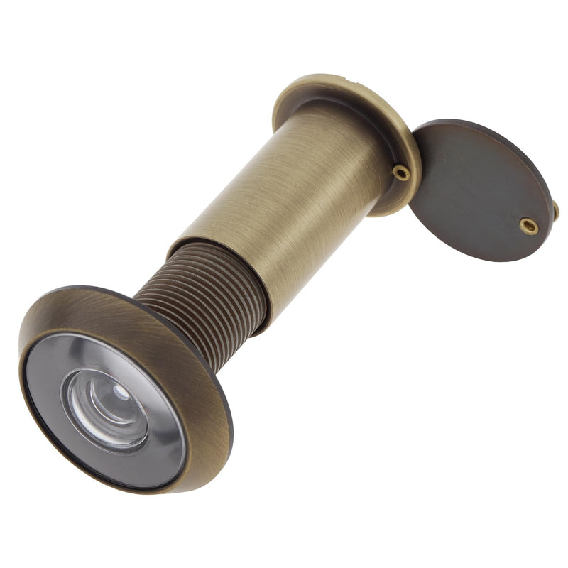 Door Viewer Peephole,200 Degree Solid Brass Peep Holes for Solid Wood Door with 16mm Drill Bit, 5/8 Inch Door Eye Viewer with Privacy Cover for 1-3/8" to 2-1/4" Doors (1, Antique Bronze)