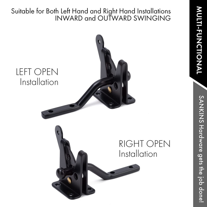 Self Locking Gate Latch Automatic Gravity Lever for Wood Fence Gate, Door Latches, Steel, Black 1 Normal
