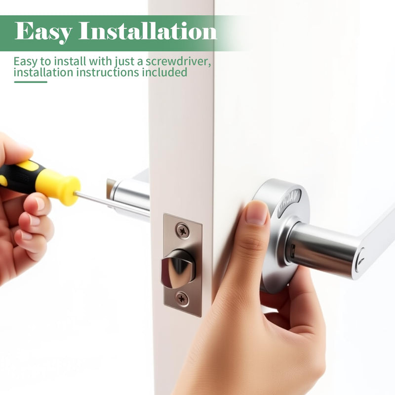 Commercial Door Handle with Lock - Vacant Occupied Bathroom Lock | ANSI Grade 2 Stainless Steel | Quick Install | Reversible Handles for Public Bathrooms/Industrial/Office/Hospital (Silver)