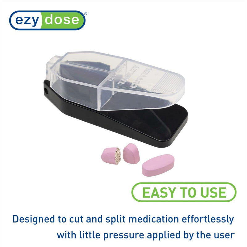 EZY DOSE Pill Cutter and Splitter, Cuts Pills, Vitamins, Tablets, Stainless Steel Blade, Travel Sized, Safely Cut Pills and Vitamins, Accurate and Easy Cutting, Black, BPA Free Standard