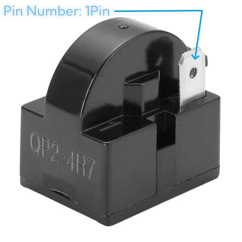 1Pcs QP2-4R7 1Pin 4.7 Ohm PTC Refrigerator Starter/Start Relay for Vissani Danby Compressor Relay and 1Pcs Refrigerator Overload Protector 1/2HP（2 Pieces in Total