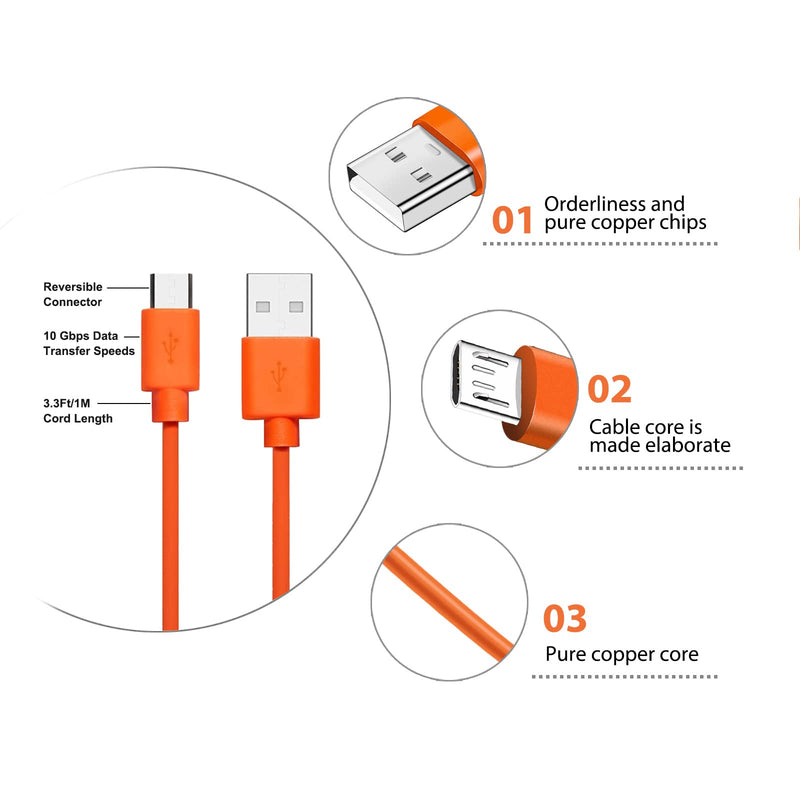 Fast Charger Charging Cable Power Cord Wire Compatible for Ring Enabled Video Doorbell (Released in 2020) 2/3/3 Plus/ 4, Peephole Cam, Doorbell Pro, Camera Battery Replacement charger (Orange) - NewNest Australia