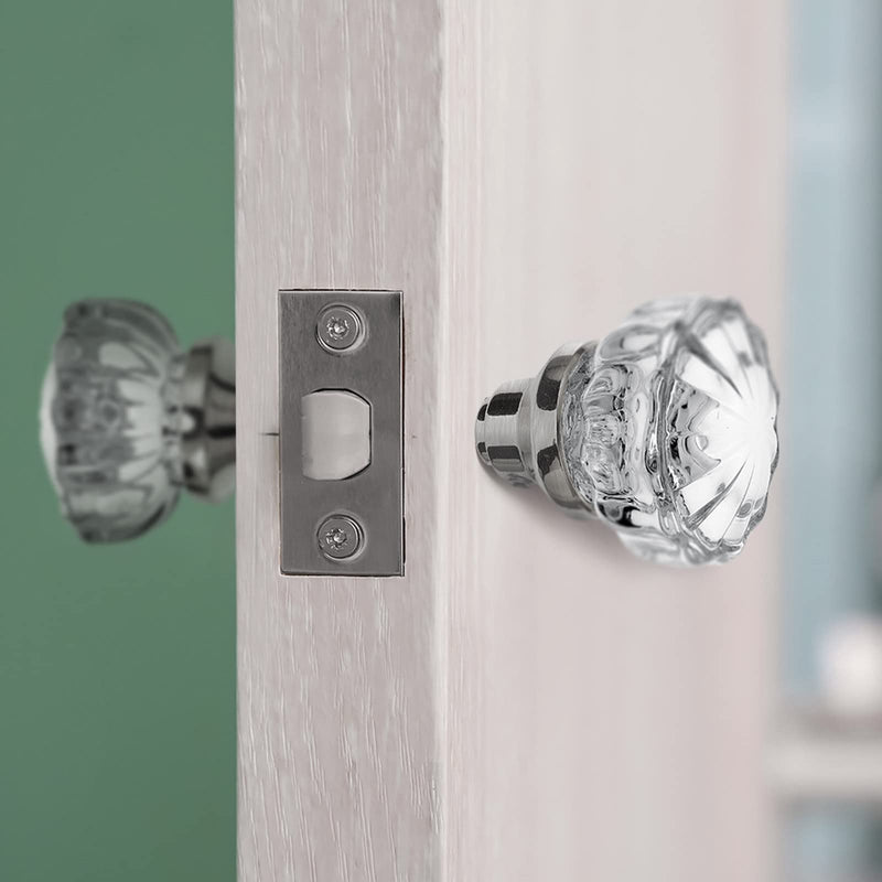 4 Set Crystal Door Knobs Mortise Style Fluted Glass Door Knobs Antique Door Knobs with Spindle Antique Doorknobs for Interior Doors (Chrome) Chrome 4