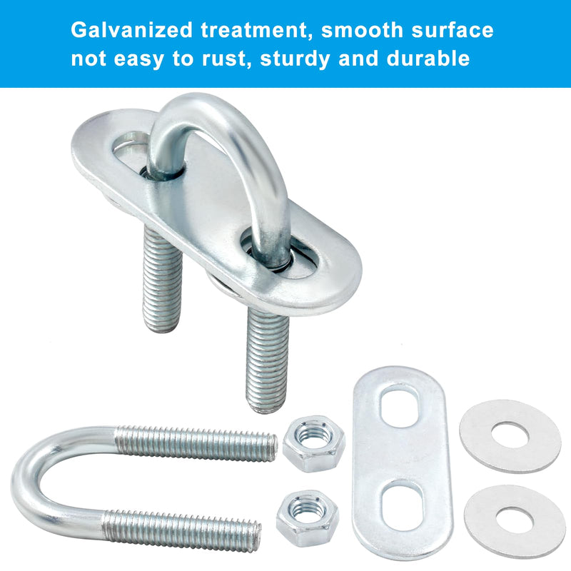 BokWin 4 Pcs Round U Bolts M6 Bend U Bolts in Zinc Plated Steel U Clamp with Nut, Plate, Washer(16mm Inner Width 46mm Length) M6*16mm*46mm