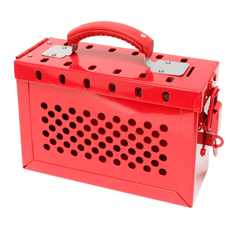 WISAMIC Group Lockout Tagout Lock Box: with 13 Slots Portable Safety Lockout Box Steel Red