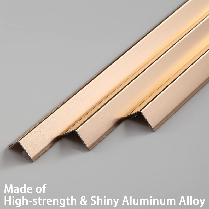 Aluminum Peel and Stick L Molding Corner Guards with 90° Angle for Wall Door Frame Cabinet Baseboard Protection and Decoration, 35.4in x 0.8in (3Pcs) Matte Gold