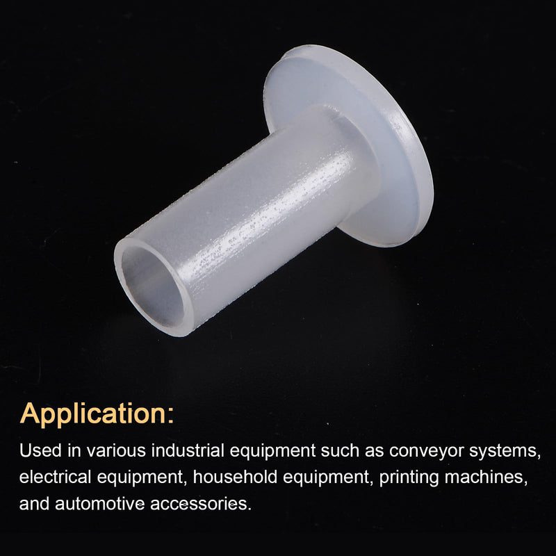 uxcell 10pcs Flanged Sleeve Bearings Plastic Bushings 8mm Bore x 10mm OD x 25mm Length Nylon Bushings, White 10