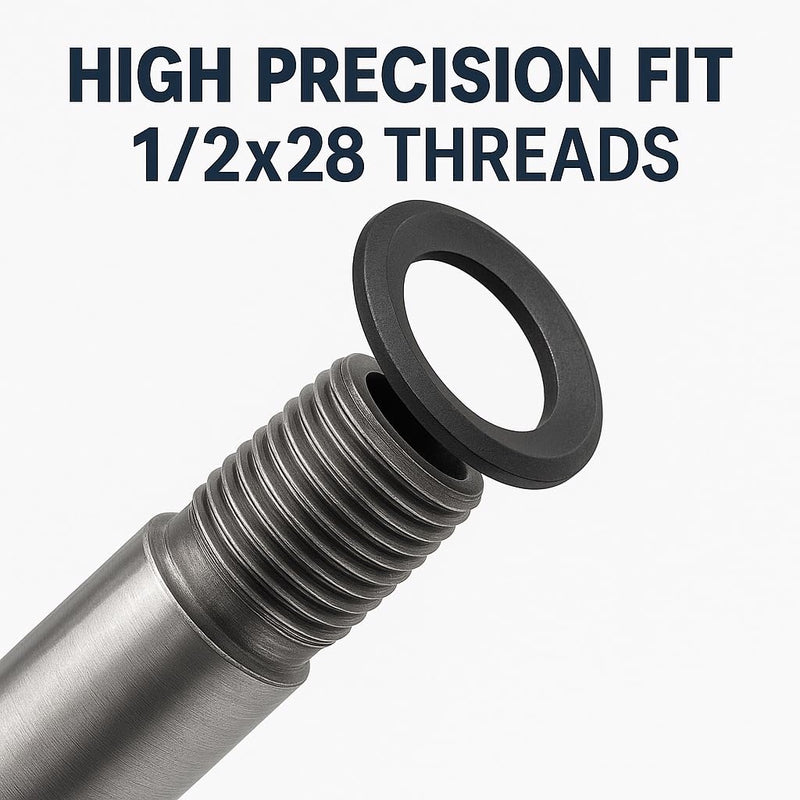 Crush Washers 1/2x28 – Precision Steel Spacers, Black Coated, Anti-Corrosion – 5 Pack for Threaded Applications 1/2 x 28