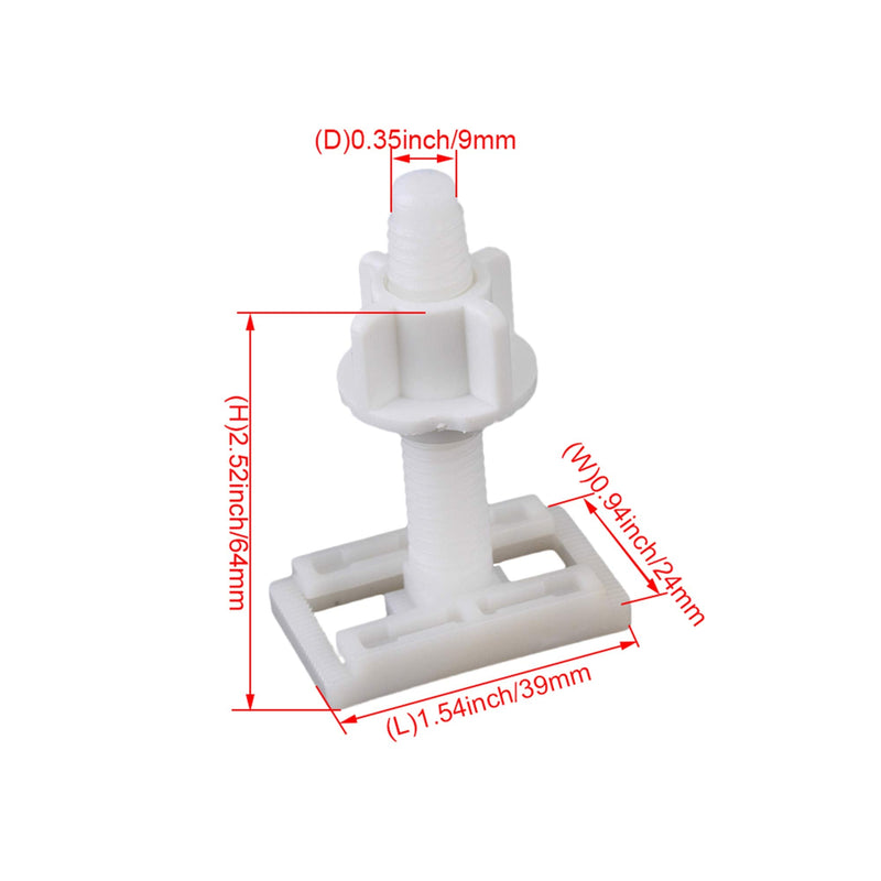 Etfbuy 5Pairs Rectangular Seat Hinge Bolt Screws Plastic Fixing Hinge with Nut and Washer Split Toilet Replacement Parts