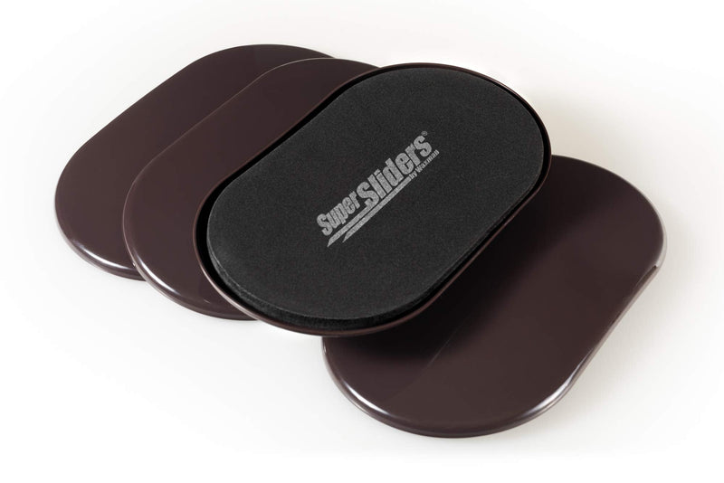 Super Sliders 5 3/4" x 9 1/2" Oval Reusable Furniture Sliders for Carpet - Effortless Moving and Surface Protection, Brown (4 Pack) 4 Count (Pack of 1) Movers