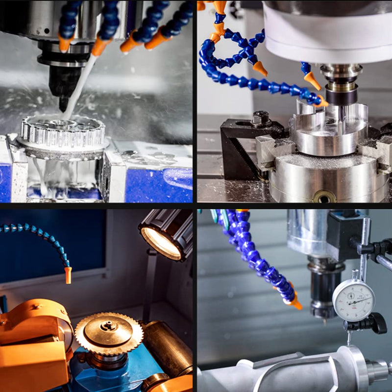 Magnetic Base with Barb Connector + 1/4"PT Flat Nozzle Plastic Coolant Pipe with Switch Adjustable Flexible Water Oil Cooling Hose Flat Mouth