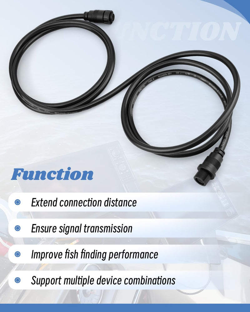 720106-1 EC M3 14W10 Transducer Extension Cable Fit for Humminbird XPLORE/APEX/SOLIX Series, Fit for Built-in MEGA Imaging On Select Minn Kota Trolling Motors