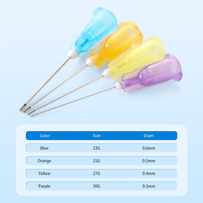 JMU 100pcs Dental Irrigation Needle Tips, 25G Blunt Dispensing Needle Tips Endodontic Irrigarion Needles, Luer Lock Design, Orange 100