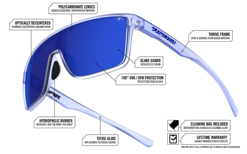 Tifosi Sanctum Sunglasses, Ideal For Cycling, Golf, Hiking, Running, Tennis & Pickleball, Lifestyle Crystal Smoke (Smoke Green Mirror)